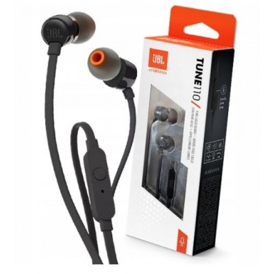 JBL by HARMAN, Flat cable Headset mic Hands-Free Comfortable Ergonomic Ear Pads - BLACK - T110