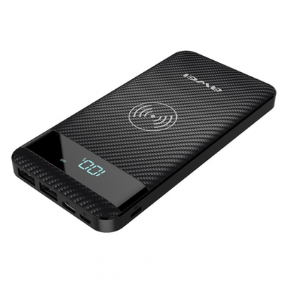 Awei 10000mAh External Battery POWER BANK with wireless charger Qi  - BLACK - P55K