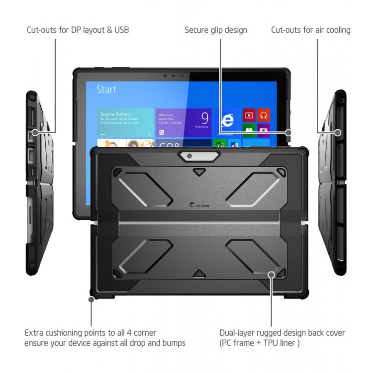 Θήκη SUPCASE i-Blason Armorbox για MicroSoft Surface Pro 2017 και MicroSoft Surface Pro 4 2015 - ΜΑΥΡΟ