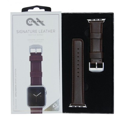 Case-Mate Signature Leather Strap for Apple Watch 1/2/3/4/5/6/7/SE - 42-44MM - DARK Brown - CM034430