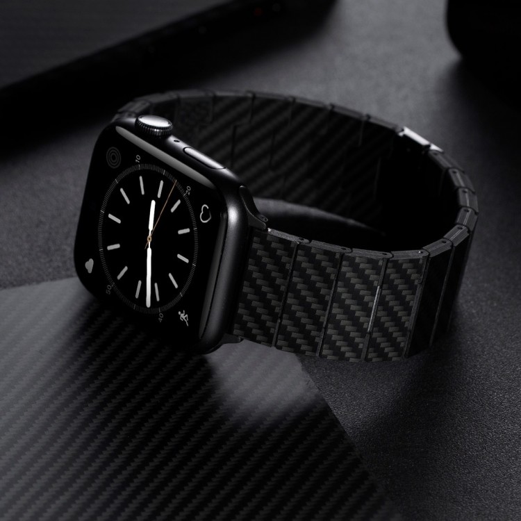 Pitaka Carbon fiber μεταλλικό λουράκι για Apple Watch SERIES 44mm - 42mm - ΜΑΥΡΟ - AWB1003