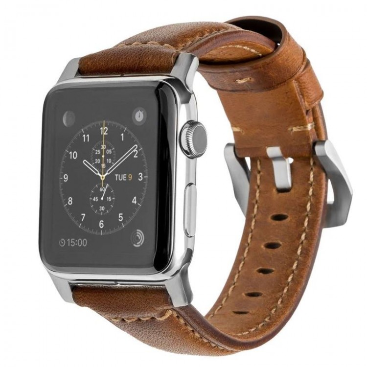 Nomad Horween Δερμάτινο Strap Traditional για Apple Watch 1,2,3,4 - 44mm-42mm - ΚΑΦΕ με ΑΣΗΜΙ ΚΛΙΠ