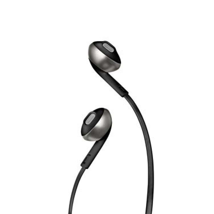 JBL by HARMAN T205 BT, Ακουστικά BLUETOOTH Hands-Free FLAT CABLE με εργονομικά Ear Pads- ΜΑΥΡΟ