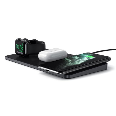 SATECHI Aluminium triple Wireless Qi Charger with Apple Watch Series charger - SPACE GREY - SA-ST-X3TWCPM 