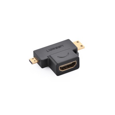 UGREEN 20144 adapter mini,micro HDMI σε HDMI GOLD PLATED - ΜΑΥΡΟ - UGR636BLK