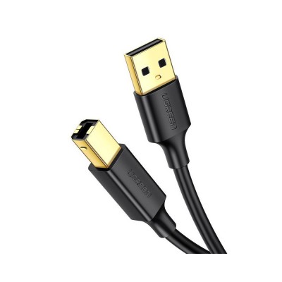 Καλώδιο Σύνδεσης UGREEN US135 USB 2.0 A Male To B Male για εκτυπωτή 1μ. Gold plated - Μαύρο -  UGR633BLK